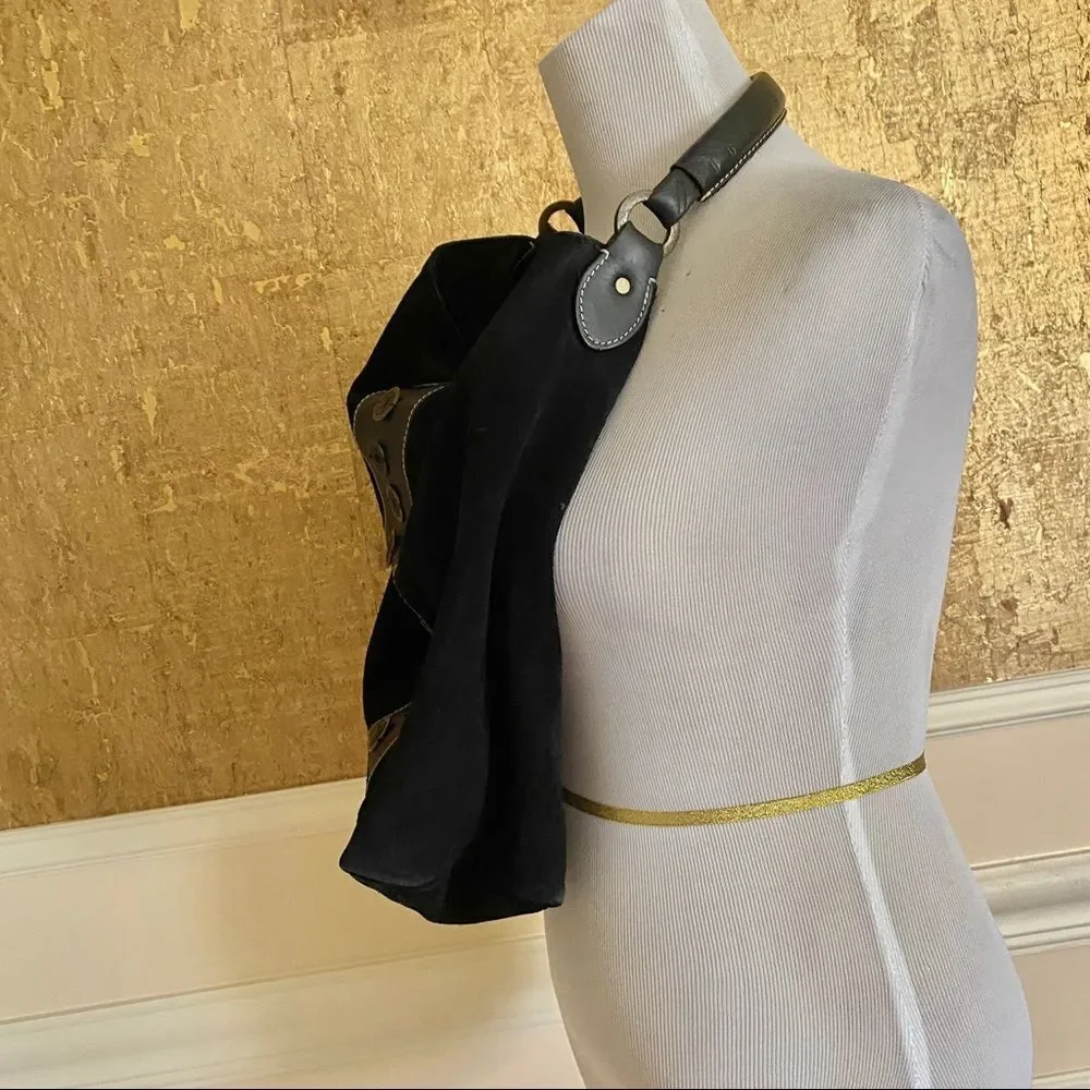 CHICO’S boho black suede leather hobo bag